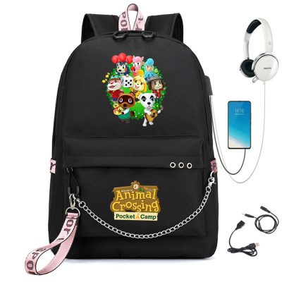 Demon Slayer Ransel USB Anime Tas Buku Sekolah Penggemar Tas Travel Headphone Rantai Laptop 1 - Animal Crossing Shop