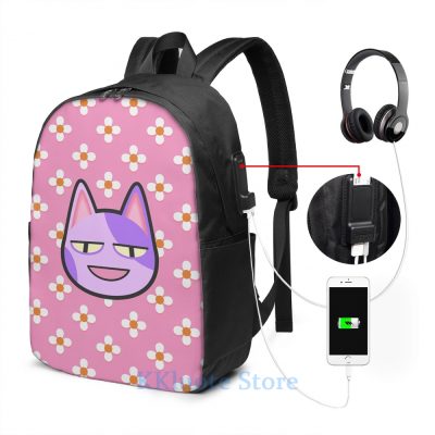Gambar Grafis Lucu BOB Persimpangan Hewan USB Mengisi Ransel Tas Sekolah Pria Tas Wanita Tas Laptop 1 - Animal Crossing Shop