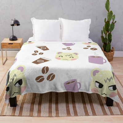 Marshal Coffee Pattern Throw Blanket Official Animal Crossing Merch