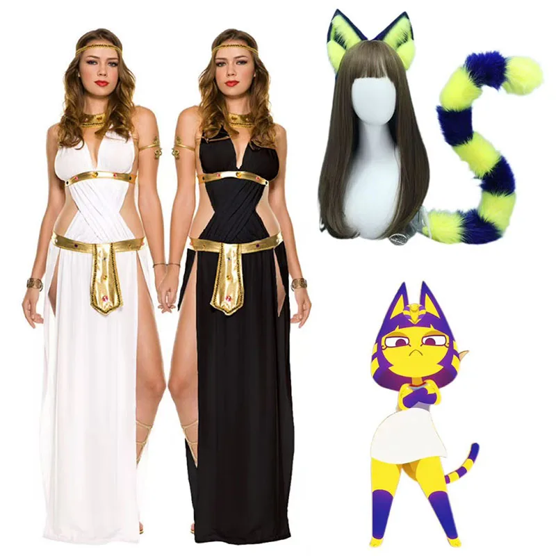Ankha Cosplay With Ear Tail Costumes Egyptian Queen Animal Crossing